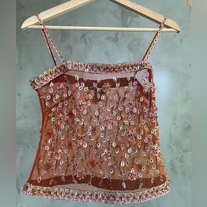 RARE Vivienne Tam Mesh Embroidered Top